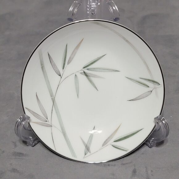 6 Noritake Bambina Berry Dessert Bowl 5.5in White Green Silver Bamboo MCM 5791 - Picture 14 of 16